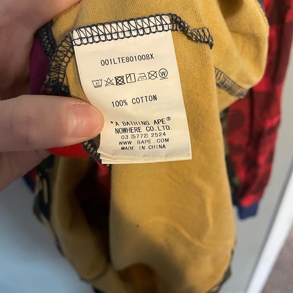 A Bathing Ape Multicolor Camo Print Long Sleeve Tee - Picture 4 of 6